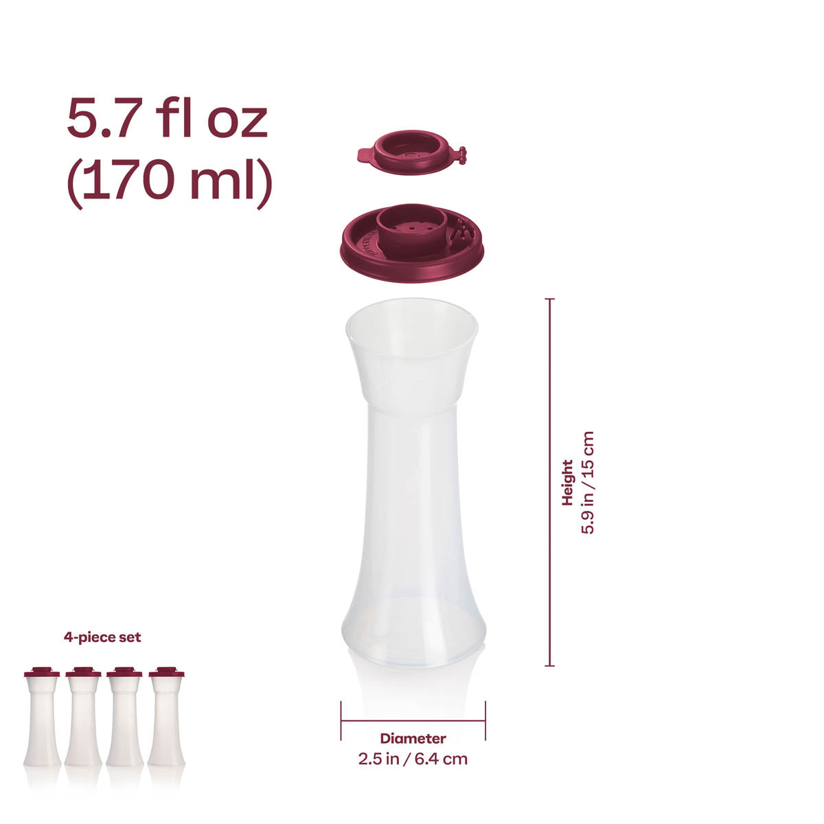Tupper Ware Hourglass Salt and Pepper Shakers | Large Set of 4
